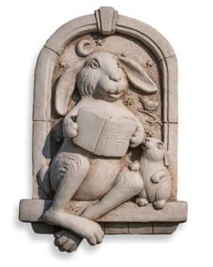 Cast Stone Plaque Featuring Bunny Rabbits BUnny Bedtime Story